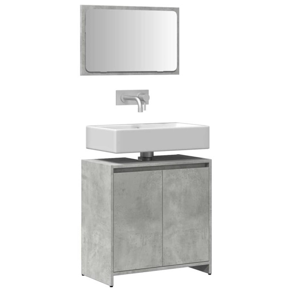 Set muebles de baño 2 piezas madera contrachapada gris hormigón Set muebles de baño 2 piezas madera contrachapada gris hormigón D