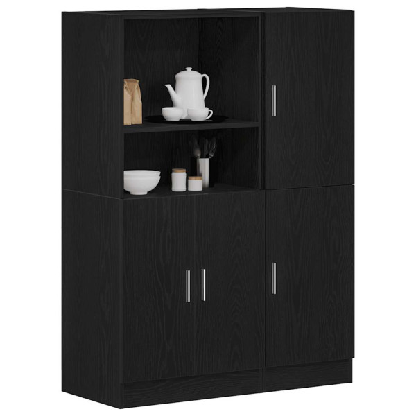 Mueble de cocina 2 piezas madera contrachapada negro D