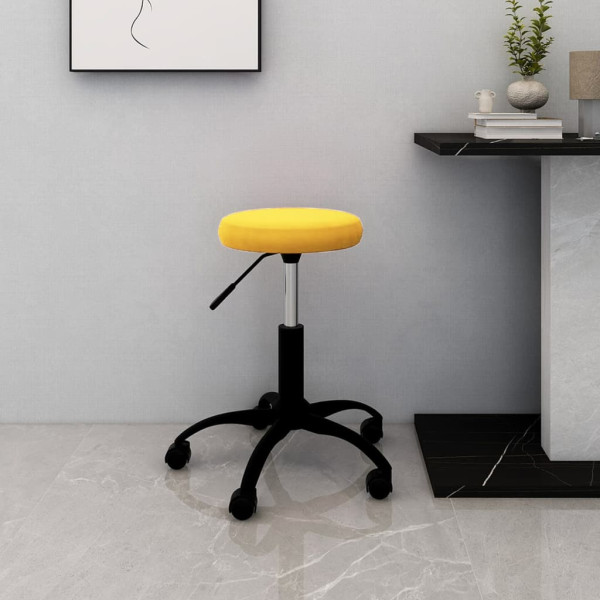 Silla de oficina giratoria de terciopelo amarillo mostaza D