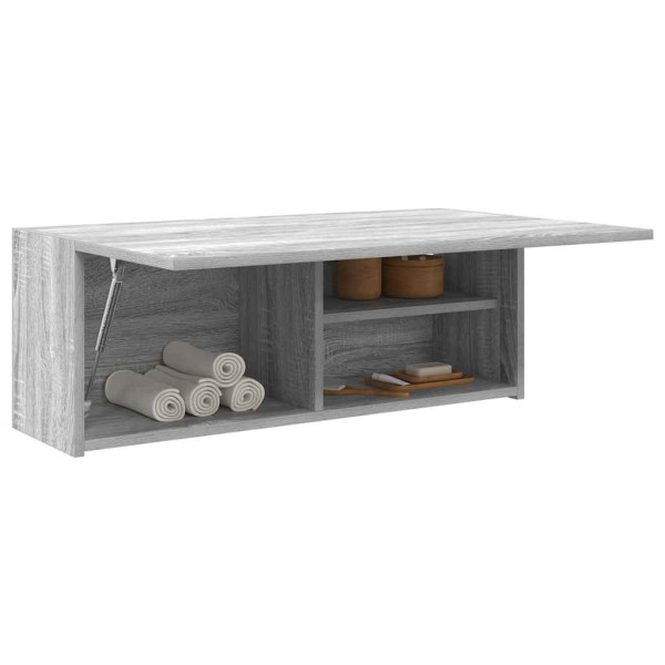 Armario de pared baño madera ingeniería gris Sonoma 80x25x30 cm Armario de pared baño madera ingeniería gris Sonoma 80x25x30 cm D