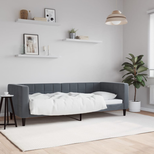 Sofá cama terciopelo gris oscuro 80x200 cm Sofá cama terciopelo gris oscuro 80x200 cm D