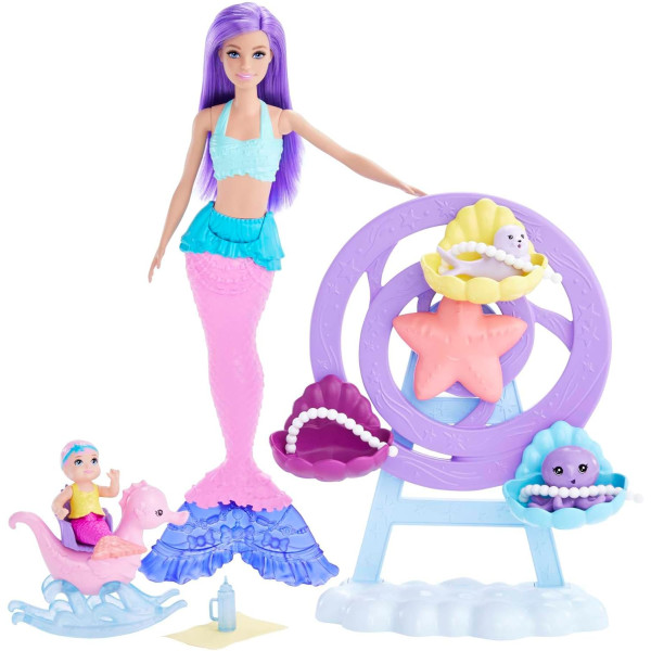 Muñeca barbie mattel sirena juego de cuidado con merbaby y foca D