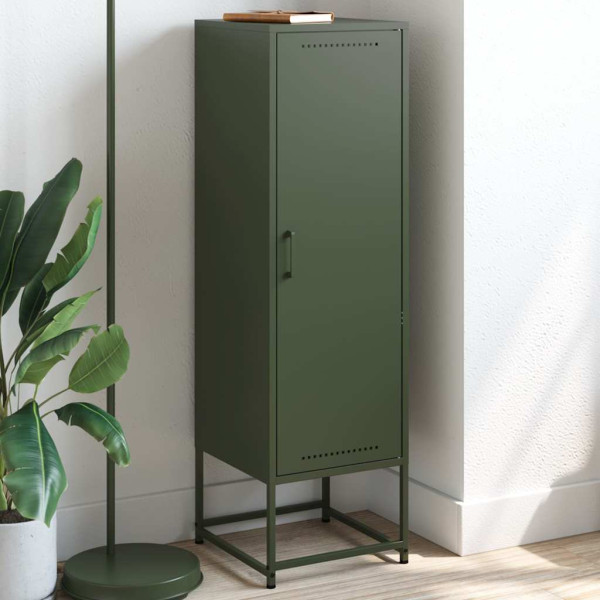 Aparador de acero verde oliva 36x39x123 cm Aparador de acero verde oliva 36x39x123 cm D