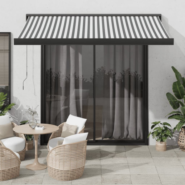 Toldo retráctil aluminio y tela antracita y blanco 3.5x2.5 m D