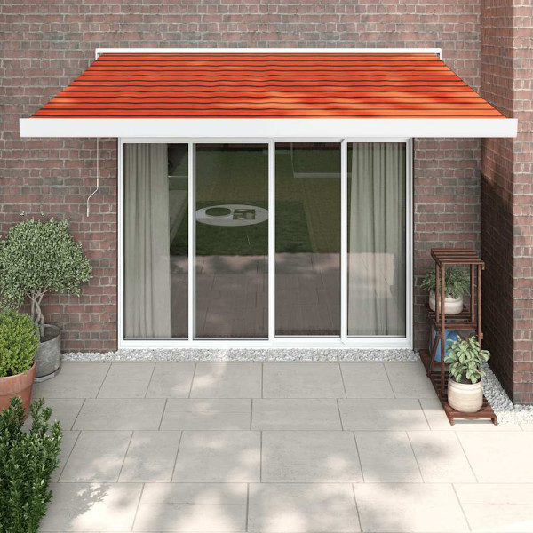 Toldo retráctil aluminio y tela naranja y marrón 3.5x2.5 m D