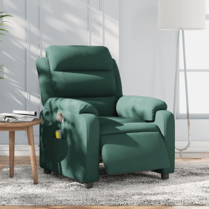 Sillón reclinable de masaje eléctrico terciopelo verde oscuro D