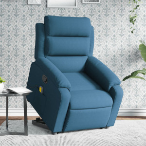 Sillón reclinable de masaje elevable terciopelo azul D