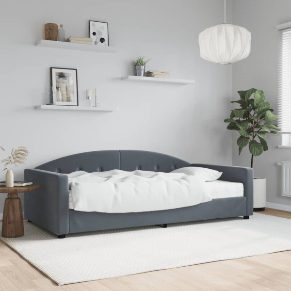 Sofá cama con colchón terciopelo gris oscuro 100x200 cm Sofá cama con colchón terciopelo gris oscuro 100x200 cm D