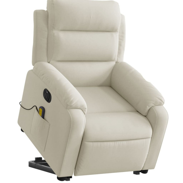 Sillón reclinable de masaje eléctrico elevable terciopelo crema M 3