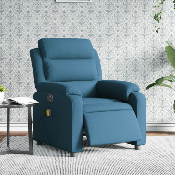 Sillón reclinable de masaje eléctrico terciopelo azul D