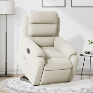 Sillón eléctrico reclinable elevable de terciopelo crema D