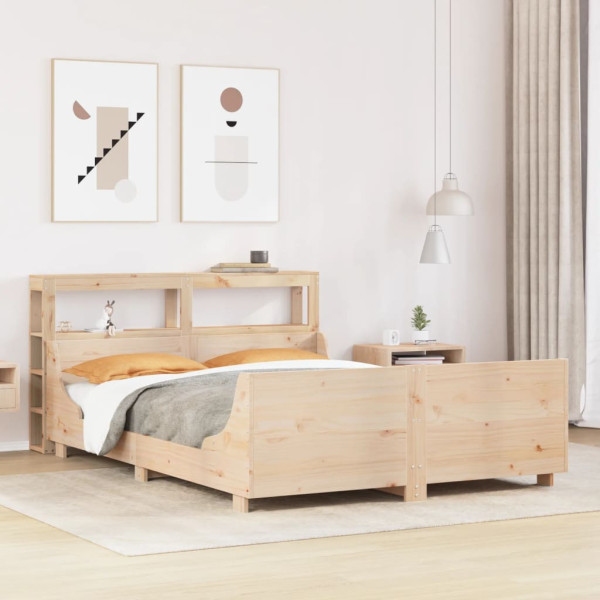Estructura de cama sin colchón madera de pino blanco 150x200 cm Estructura de cama sin colchón madera de pino blanco 150x200 cm D