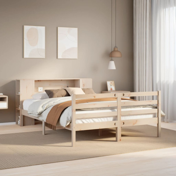 Cama con estantería sin colchón madera maciza de pino 120x190cm D
