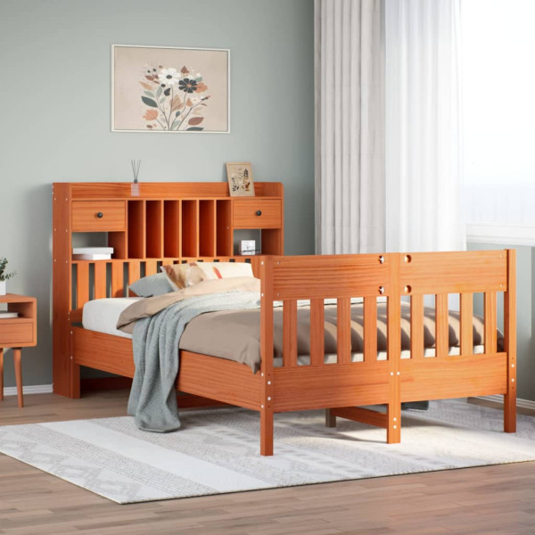 Estructura de cama sin colchón madera maciza marrón 120x190 cm Estructura de cama sin colchón madera maciza marrón 120x190 cm D