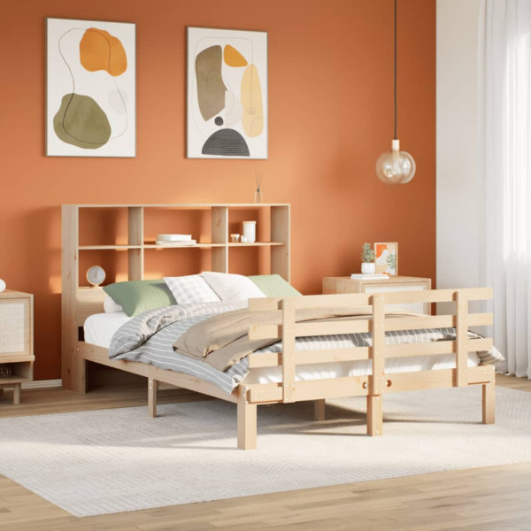Cama con estantería sin colchón madera maciza de pino 140x200cm Cama con estantería sin colchón madera maciza de pino 140x200cm D