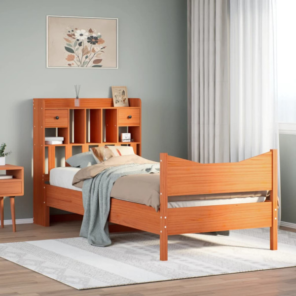 Estructura de cama sin colchón madera maciza marrón 75x190 cm Estructura de cama sin colchón madera maciza marrón 75x190 cm D