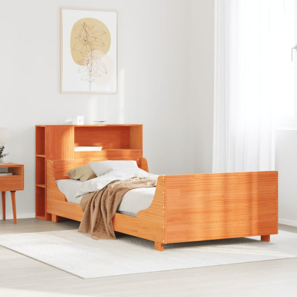 Estructura de cama sin colchón madera de pino marrón 90x200 cm Estructura de cama sin colchón madera de pino marrón 90x200 cm D