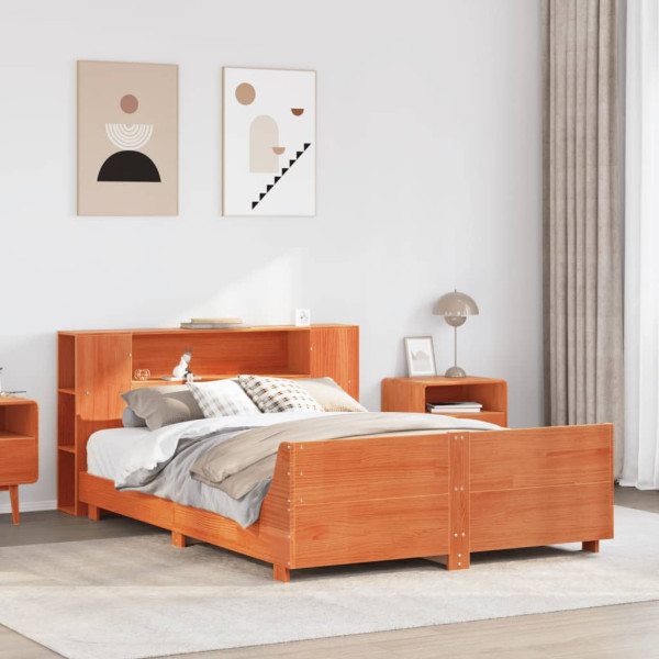 Estructura de cama sin colchón madera maciza marrón 135x190 cm Estructura de cama sin colchón madera maciza marrón 135x190 cm D