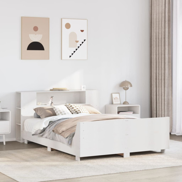 Estructura de cama sin colchón madera maciza blanca 120x190 cm Estructura de cama sin colchón madera maciza blanca 120x190 cm D