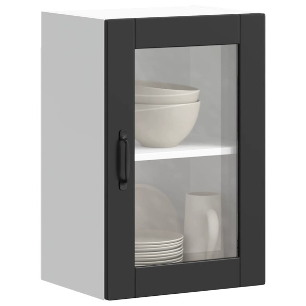 Armario de pared para cocina con puerta de cristal Porto negro D