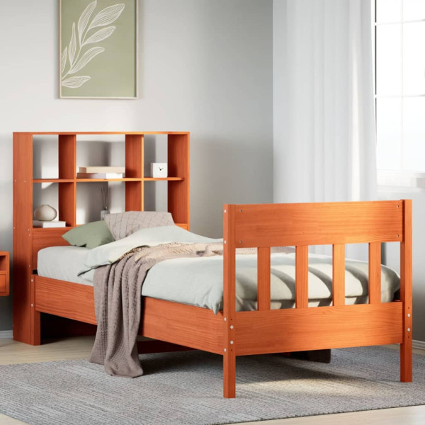 Estructura de cama sin colchón madera de pino marrón 90x200 cm Estructura de cama sin colchón madera de pino marrón 90x200 cm D