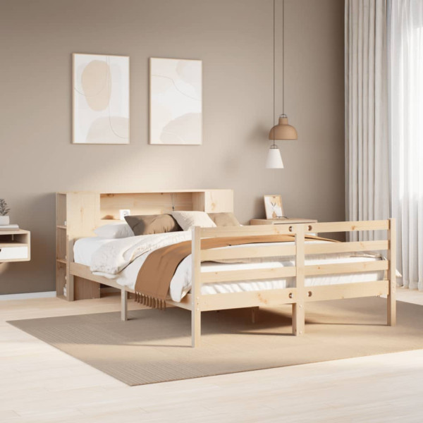 Cama con estantería sin colchón madera maciza de pino 120x200cm Cama con estantería sin colchón madera maciza de pino 120x200cm D