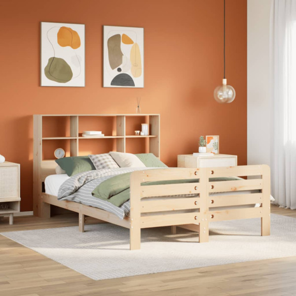 Estructura de cama sin colchón madera maciza de pino 160x200 cm D