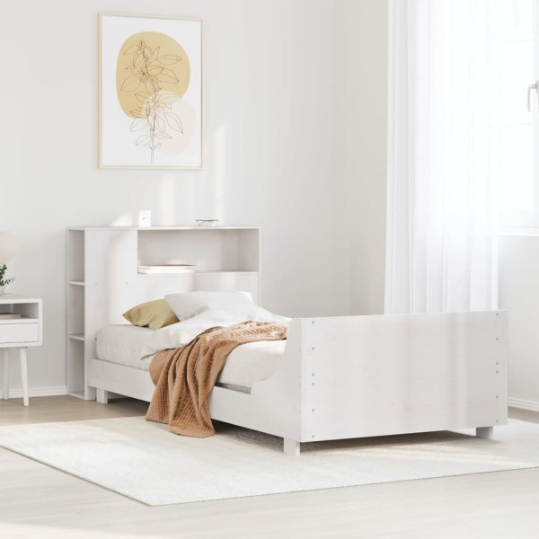 Estructura cama sin colchón madera maciza pino blanca 100x200cm Estructura cama sin colchón madera maciza pino blanca 100x200cm D