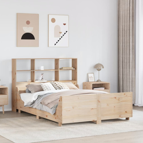 Cama con estantería sin colchón madera maciza 140x200 cm Cama con estantería sin colchón madera maciza 140x200 cm D