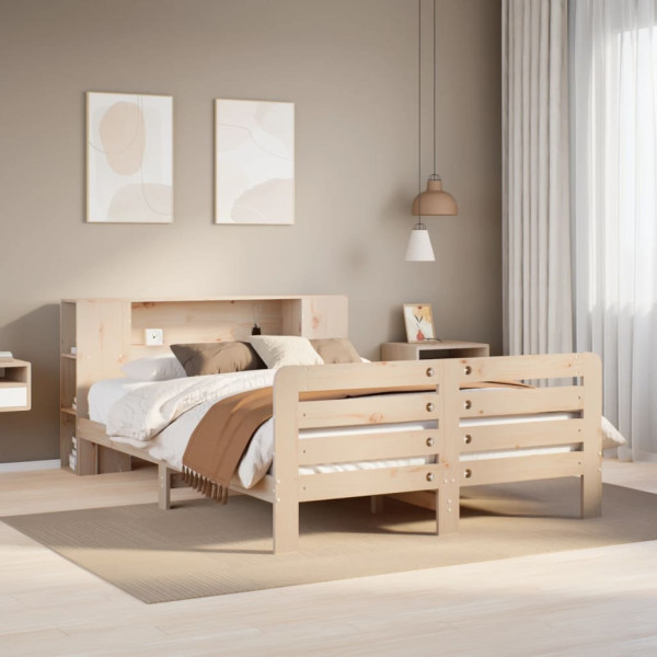 Estructura de cama sin colchón madera de pino blanca 140x200 cm Estructura de cama sin colchón madera de pino blanca 140x200 cm D