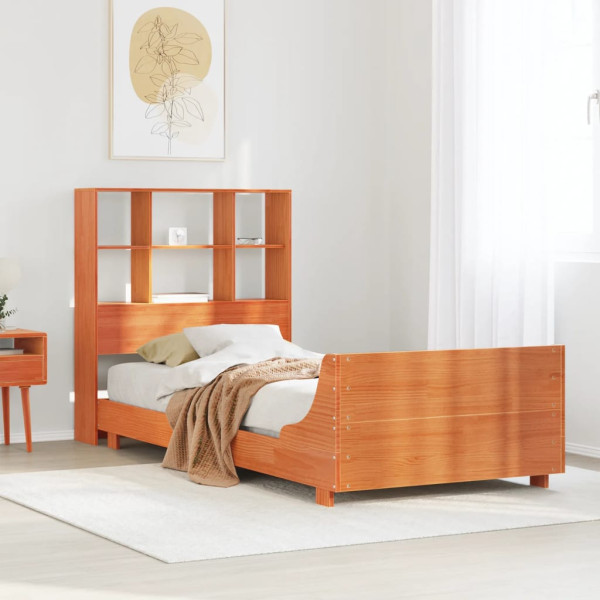 Estructura de cama sin colchón madera de pino marrón 90x200 cm Estructura de cama sin colchón madera de pino marrón 90x200 cm D