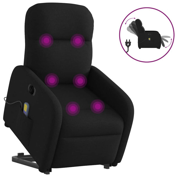 Reclining cadeira de massagem elétrica levantada tecido preto D