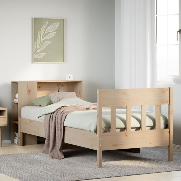 Cama con estantería sin colchón madera maciza de pino 75x190 cm Cama con estantería sin colchón madera maciza de pino 75x190 cm D