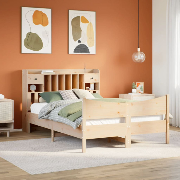 Estructura de cama sin colchón madera de pino blanco 150x200 cm Estructura de cama sin colchón madera de pino blanco 150x200 cm D