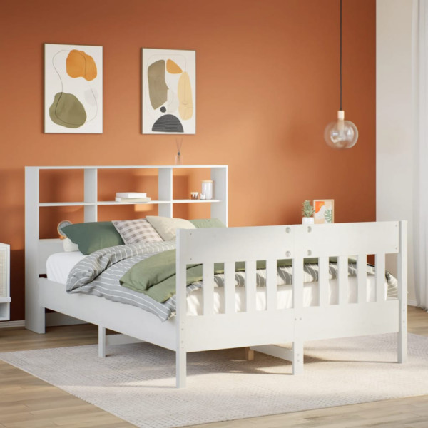 Estructura de cama sin colchón madera de pino blanca 150x200 cm D