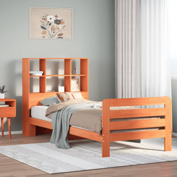 Estructura de cama sin colchón madera maciza marrón 75x190 cm Estructura de cama sin colchón madera maciza marrón 75x190 cm D