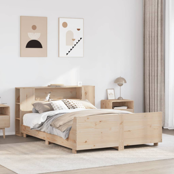 Estructura de cama sin colchón madera de pino blanca 140x200 cm D