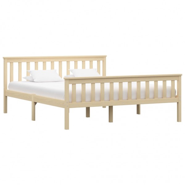 Estructura de cama de madera maciza de pino clara 160x200 cm D