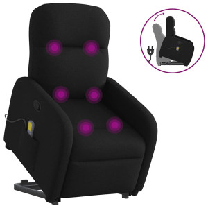 Reclining cadeira massagem levantada tecido preto D