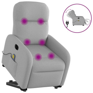 Sillón de masaje eléctrico reclinable elevable tela gris nube D