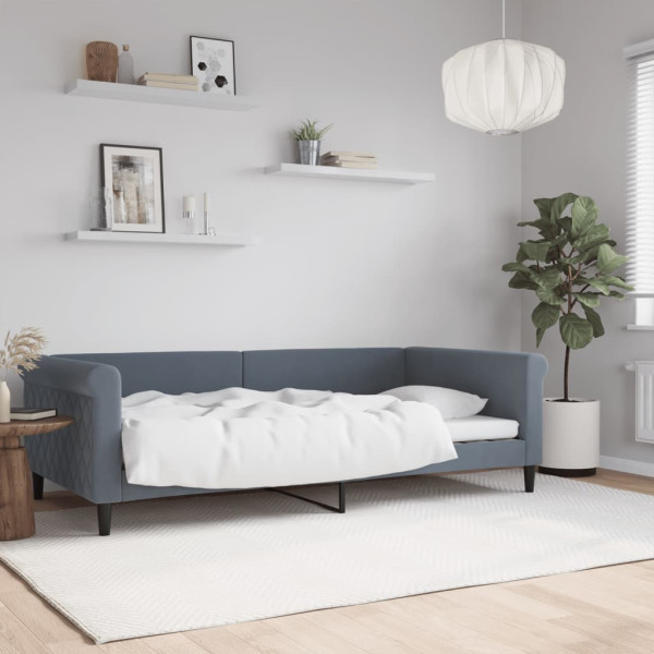 Sofá cama sin colchón terciopelo gris oscuro 100x200 cm Sofá cama sin colchón terciopelo gris oscuro 100x200 cm D