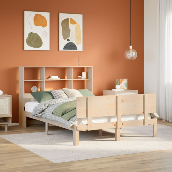 Cama con estantería sin colchón madera maciza de pino 140x200cm Cama con estantería sin colchón madera maciza de pino 140x200cm D