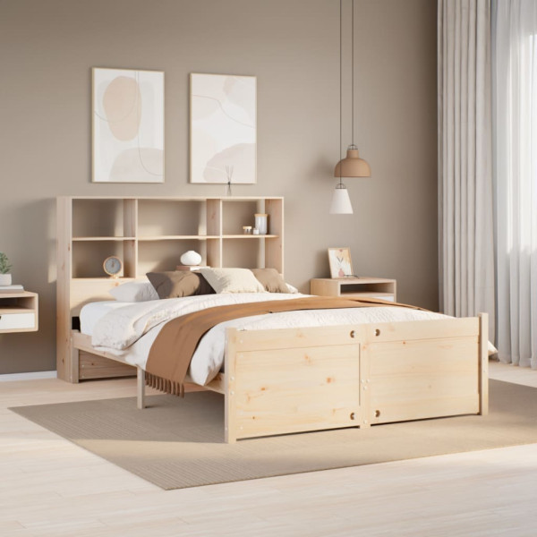 Cama con estantería sin colchón madera maciza de pino 140x200cm Cama con estantería sin colchón madera maciza de pino 140x200cm D