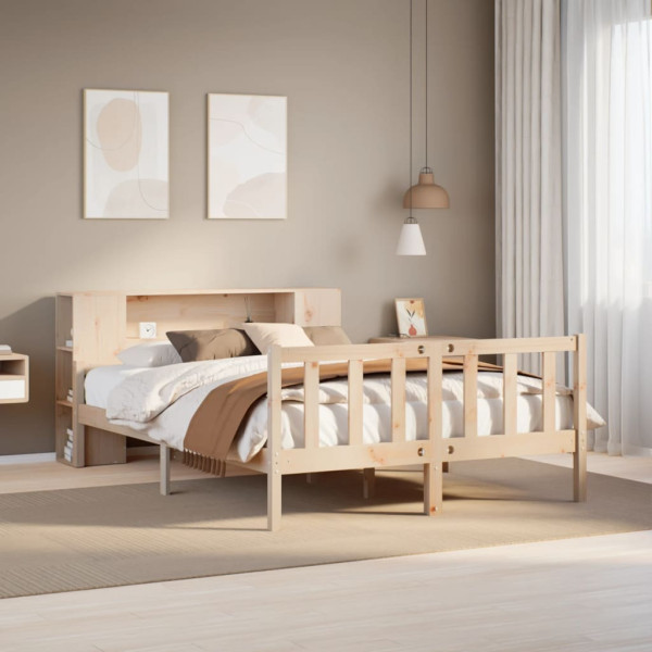 Cama con estantería sin colchón madera maciza de pino 120x190cm Cama con estantería sin colchón madera maciza de pino 120x190cm D