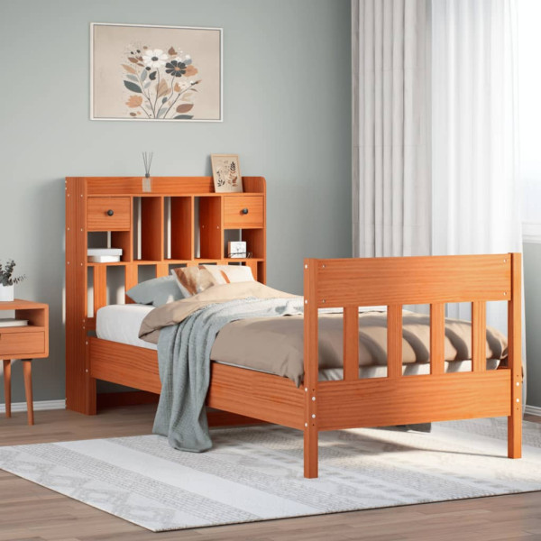Estructura de cama sin colchón madera maciza marrón 90x190 cm Estructura de cama sin colchón madera maciza marrón 90x190 cm D
