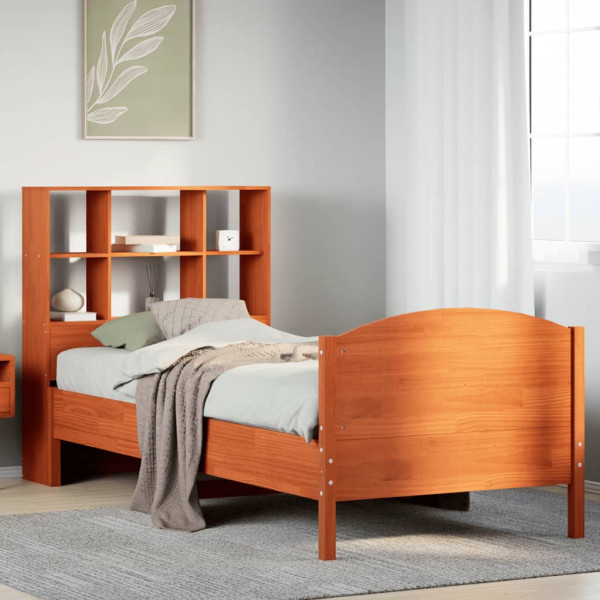 Sofá con estantería sin colchón madera maciza marrón 90x200 cm Sofá con estantería sin colchón madera maciza marrón 90x200 cm D