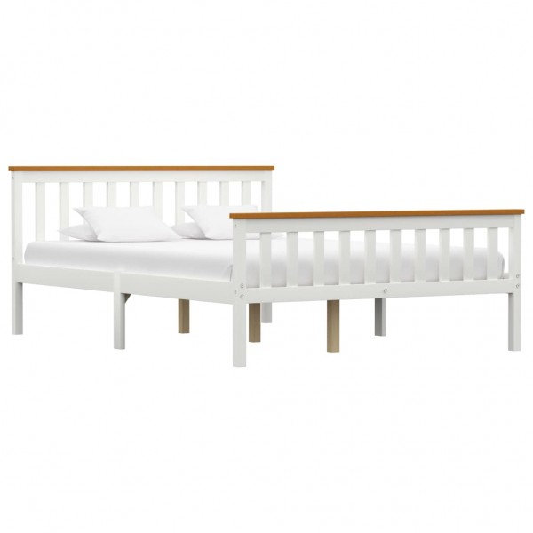 Estrutura de cama de madeira de pinho branco maciço 140x200 cm D