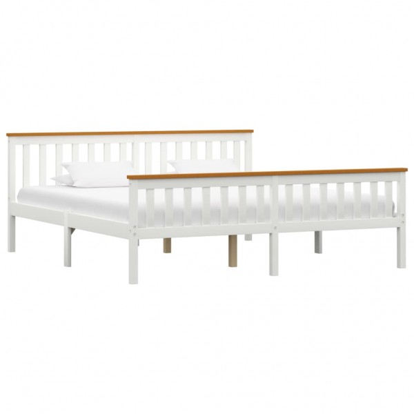 Estructura de cama madera de pino maciza blanca 180x200 cm D