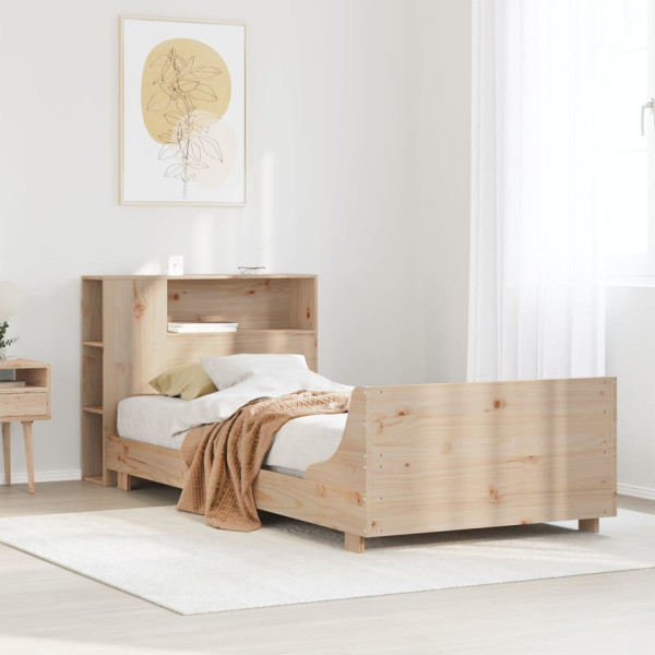 Estructura de cama sin colchón madera maciza pino 75x190 cm Estructura de cama sin colchón madera maciza pino 75x190 cm D