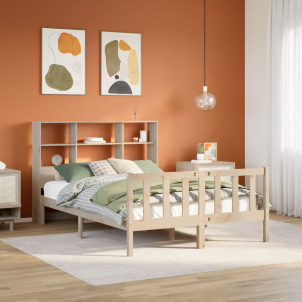 Cama con estantería sin colchón madera maciza de pino 160x200cm Cama con estantería sin colchón madera maciza de pino 160x200cm D